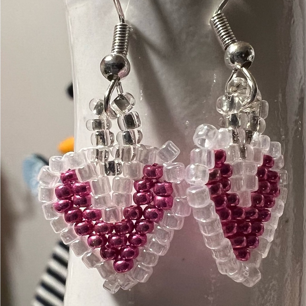 Elegant Beaded Heart Earrings